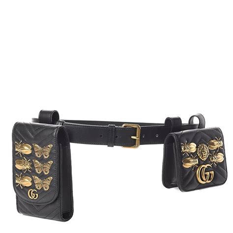 Gucci Animal Studs GG Marmont Belt Bag Black 